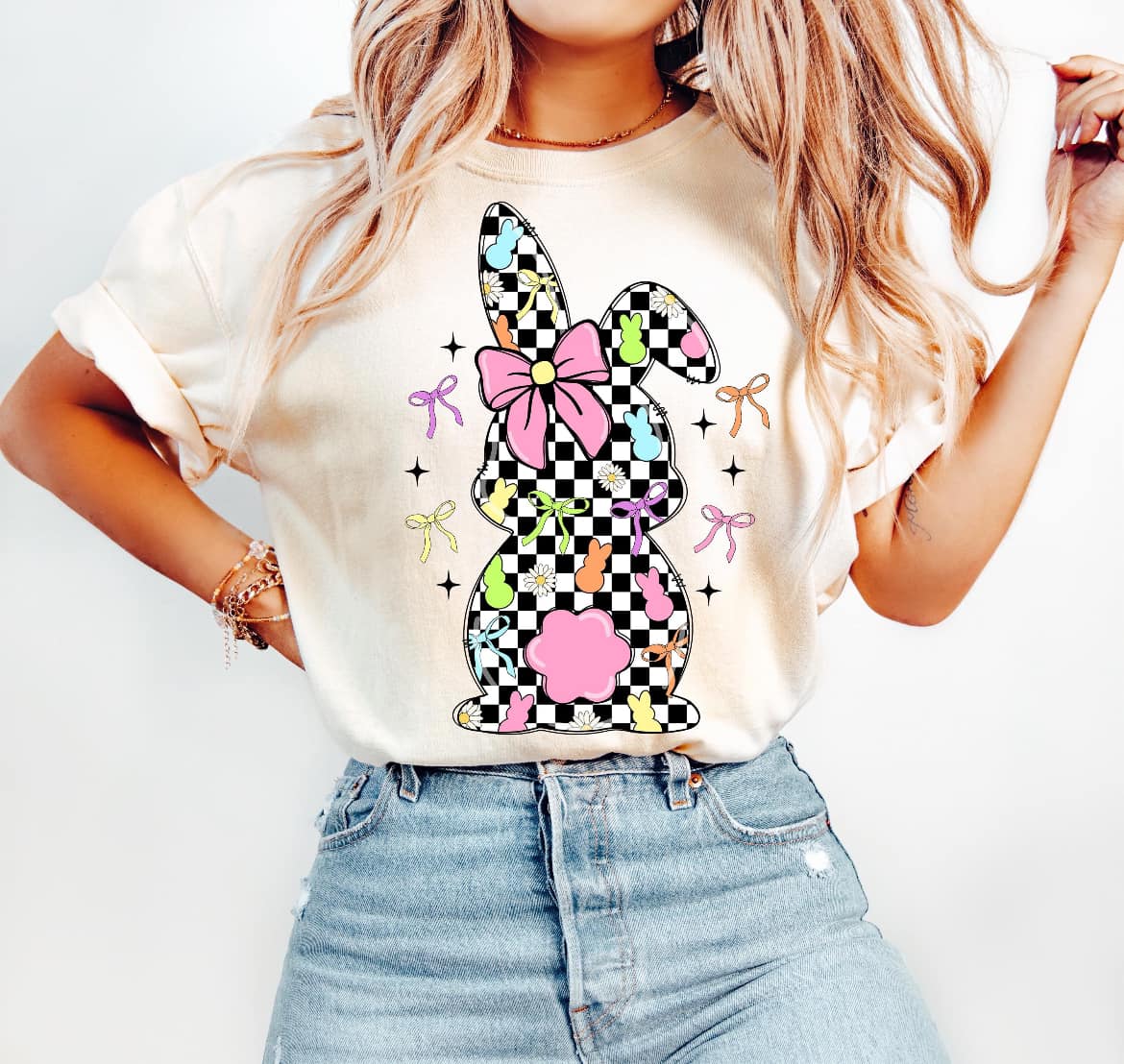 Checkered Bow Bunny