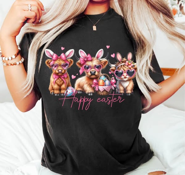 Happy Easter Highland Cows Sunglasses