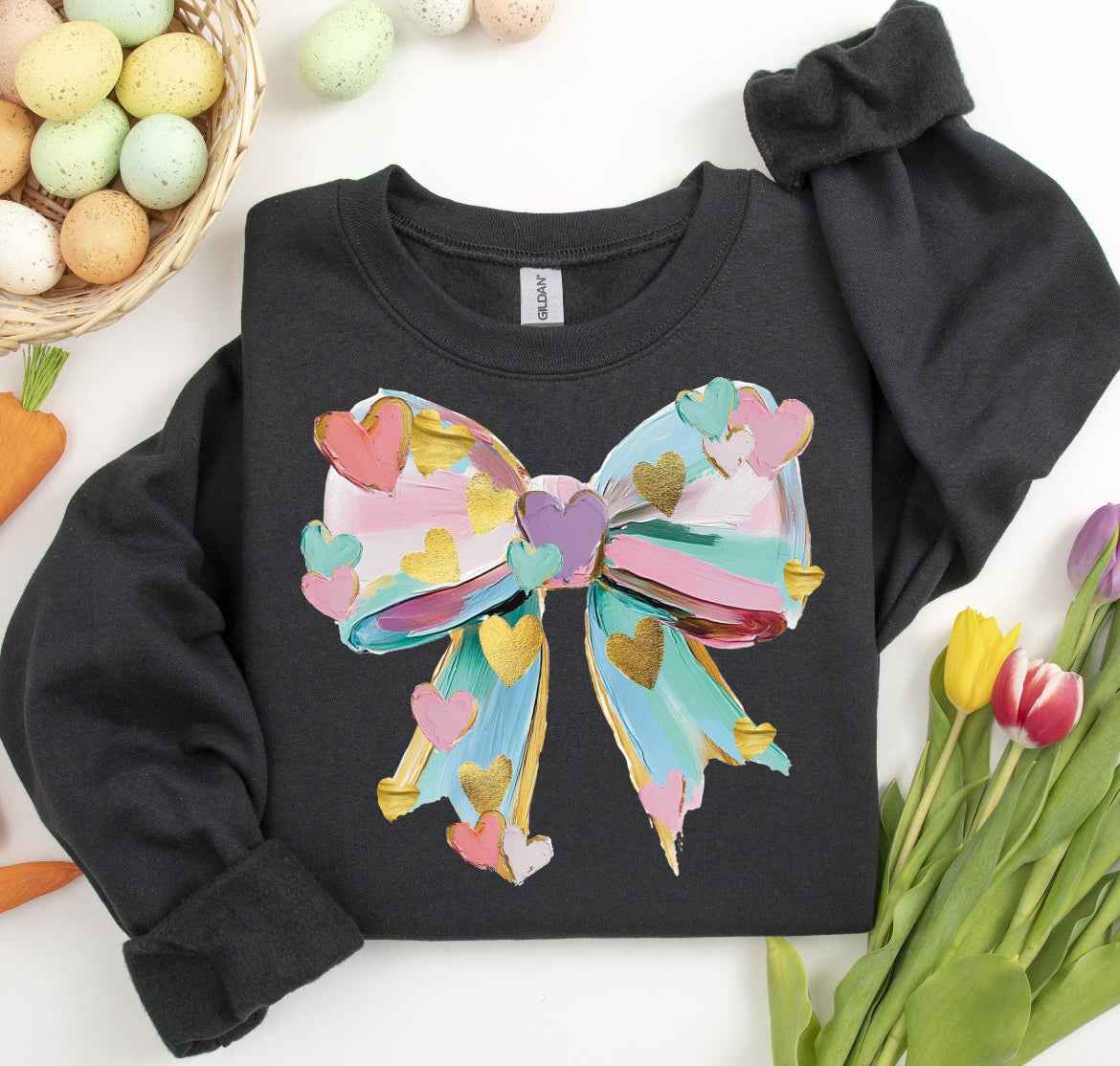 Watercolor heart bow