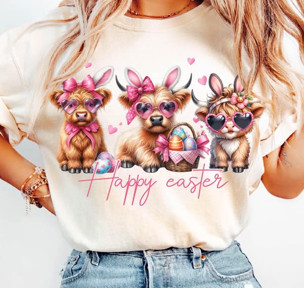 Happy Easter Highland Cows Sunglasses