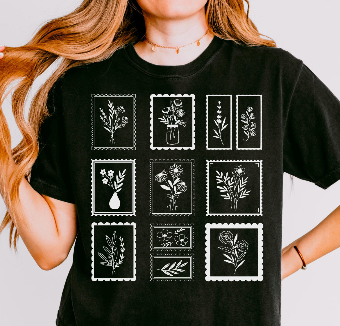 Floral Stamps White