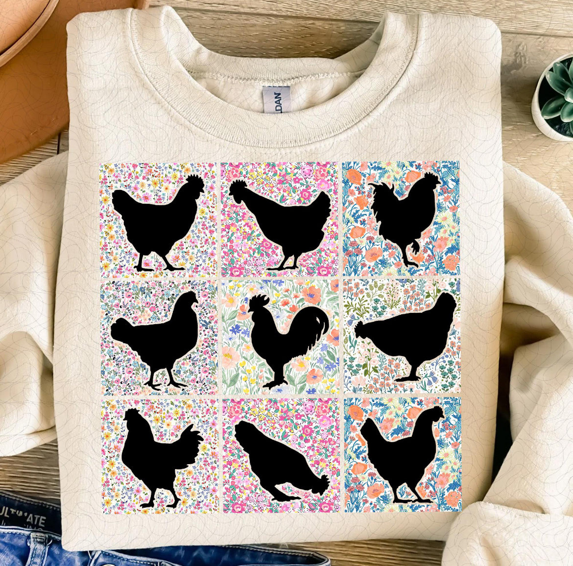 Floral Chickens