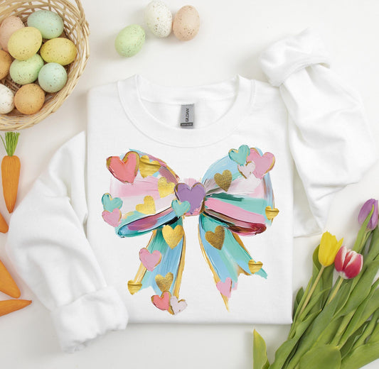 Watercolor heart bow
